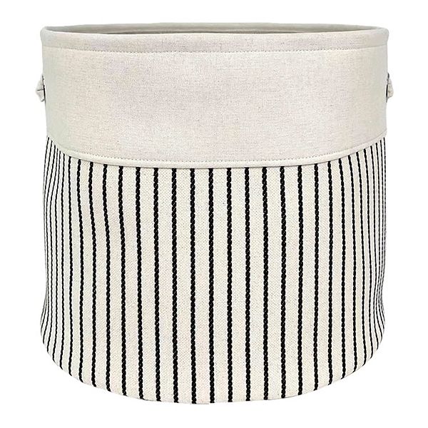 Neatly Stripe Fabric Basket - White (SMALL)