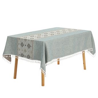 Rustic Cotton Linen Waterproof Dinner Party Table Cover 1 pc 55" X 71"