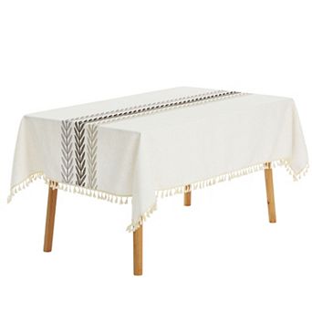 Rustic Cotton Linen Waterproof Dinner Party Table Cover 1 pc 55" X 71"