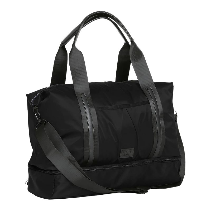 BLUZEN Satin Nylon Weekender Duffel Bag, Black
