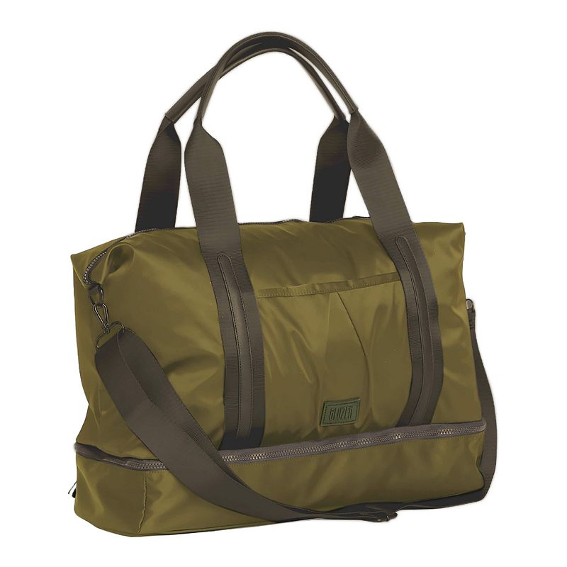 BLUZEN Satin Nylon Weekender Duffel Bag, Green