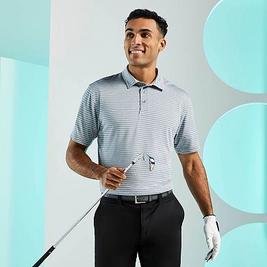 Men's Grand Slam Heather Feeder Stripe Golf Polo