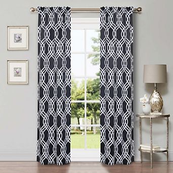 SUPERIOR Ribbon Blackout Rod Pocket Curtain Panel Set