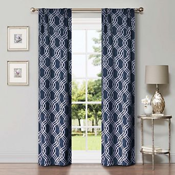 SUPERIOR Ribbon Blackout Rod Pocket Curtain Panel Set