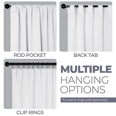 SUPERIOR Solid Blackout Back Tab Curtain Panel Set