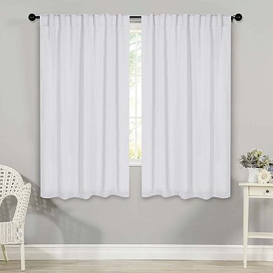 SUPERIOR Solid Blackout Back Tab Curtain Panel Set