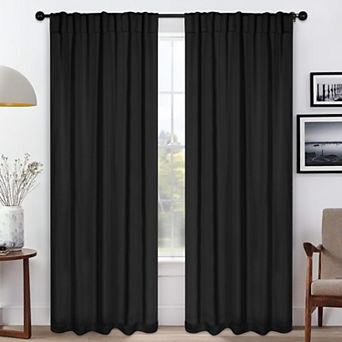 SUPERIOR Solid Blackout Back Tab Curtain Panel Set