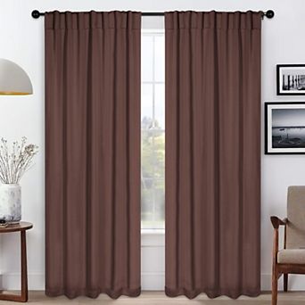 SUPERIOR Solid Blackout Back Tab Curtain Panel Set