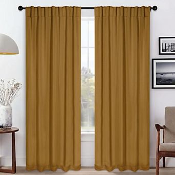 SUPERIOR Solid Blackout Back Tab Curtain Panel Set