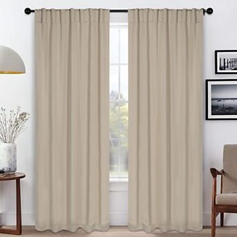 SUPERIOR Solid Blackout Back Tab Curtain Panel Set