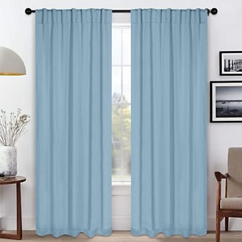 SUPERIOR Solid Blackout Back Tab Curtain Panel Set