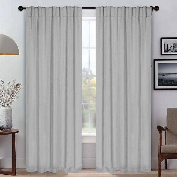 SUPERIOR Solid Blackout Back Tab Curtain Panel Set - Marshmellow (42X108)