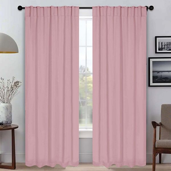 Superior Solid Blackout Back Tab Curtains, Set of 2, 52" x 84", Mauve chalk