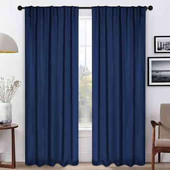 SUPERIOR Solid Blackout Back Tab Curtain Panel Set