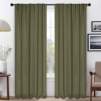 SUPERIOR Solid Blackout Back Tab Curtain Panel Set