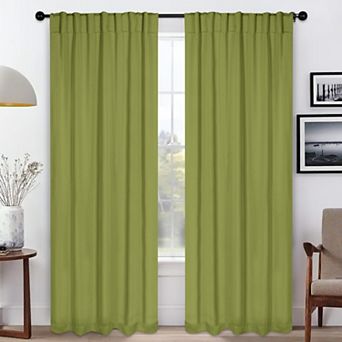 SUPERIOR Solid Blackout Back Tab Curtain Panel Set