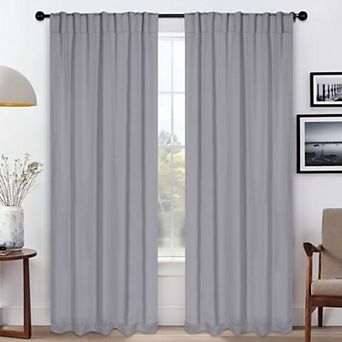 SUPERIOR Solid Blackout Back Tab Curtain Panel Set