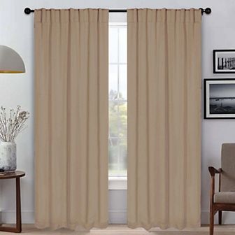 SUPERIOR Solid Blackout Back Tab Curtain Panel Set