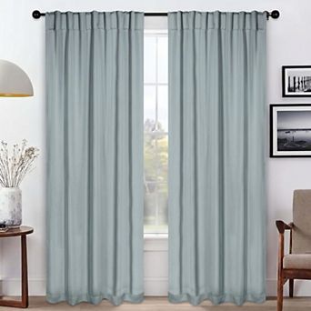 SUPERIOR Solid Blackout Back Tab Curtain Panel Set
