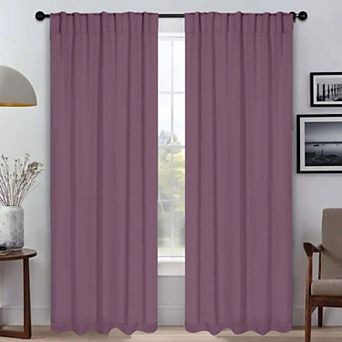 SUPERIOR Solid Blackout Back Tab Curtain Panel Set