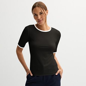 Petite Nine West Fitted Elbow Sleeve Tee