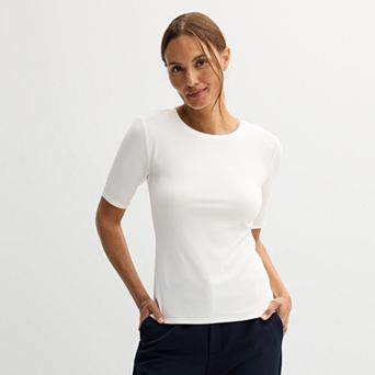 Petite Nine West Fitted Elbow Sleeve Tee