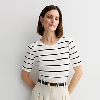 Petite Nine West Fitted Elbow Sleeve Tee