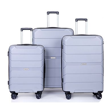 Hardshell Suitcase Spinner Wheels Pp Luggage Sets Lightweight Suitcase With Tsa Lock, 3-piece Set