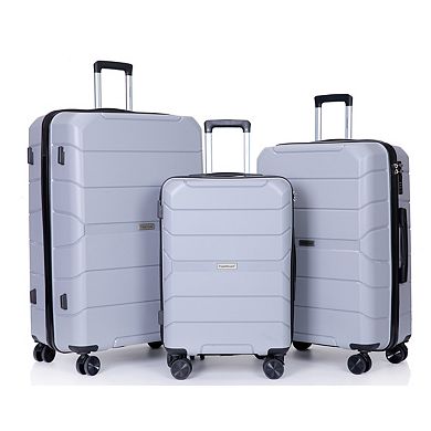 Hardshell Suitcase Spinner Wheels Pp Luggage Sets Lightweight Suitcase With Tsa Lock, 3-piece Set
