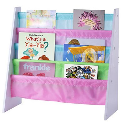 4 Tiered Colorful Lined Kids' Sling Magazine Book Rack