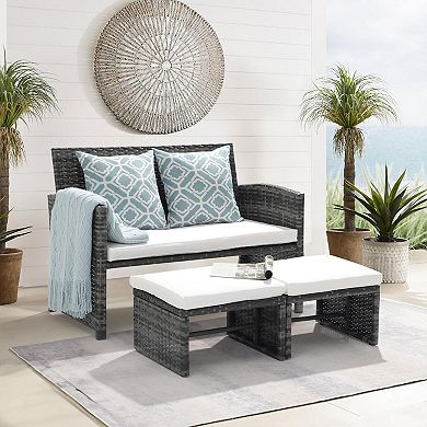Outdoor Loveseat 3 Piece Patio Furniture Set Outdoor Conversation Set Wicker Love Seat With Ottoman