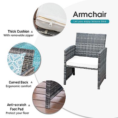 6 Piece Patio Furniture Conversation Set With Ottoman