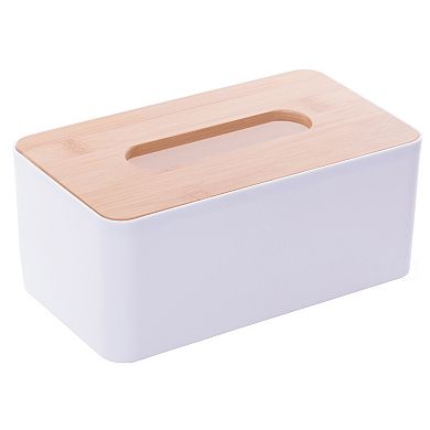 Bamboo Removable Top Lid Rectangular Tissue Box