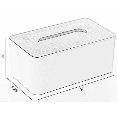 Bamboo Removable Top Lid Rectangular Tissue Box