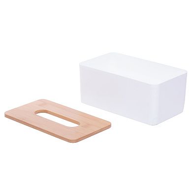 Bamboo Removable Top Lid Rectangular Tissue Box