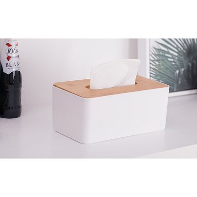 Bamboo Removable Top Lid Rectangular Tissue Box