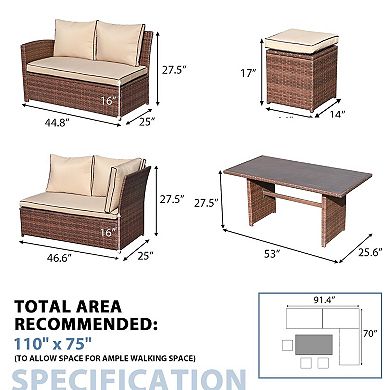 7 Piece Patio Furniture Set, All Weather Wicker Outdoor Sectional Sofa Conversation Set