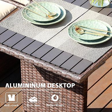 7 Piece Patio Furniture Set, All Weather Wicker Outdoor Sectional Sofa Conversation Set