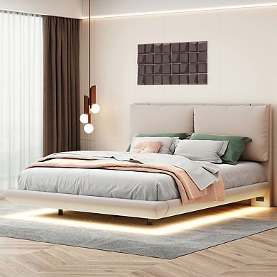 Queen Size Platform Bed With Usb Ports And Sensor Light