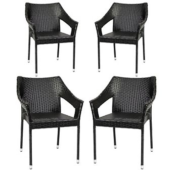 Emma and Oliver Embry Set of 4 All-Weather Indoor/Outdoor Stacking Patio Dining Chairs