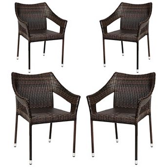Emma and Oliver Embry Set of 4 All-Weather Indoor/Outdoor Stacking Patio Dining Chairs