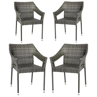 Emma and Oliver Embry Set of 4 All-Weather Indoor/Outdoor Stacking Patio Dining Chairs