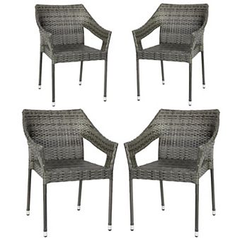Emma and Oliver Embry Set of 4 All-Weather Indoor/Outdoor Stacking Patio Dining Chairs