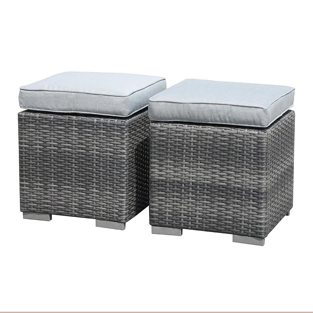 2 Pieces Assembled Outdoor Patio Rattan Wicker Ottoman Stools