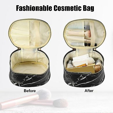 Makeup Bag Marble Cosmetic Travel Bag Make Up Brush Organizer Bag For Women 8"x6"x5"