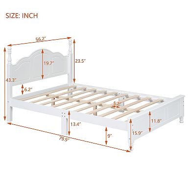 Full Size Wood Platform Bed Frame, Retro Style Platform Bed With Wooden Slat Support