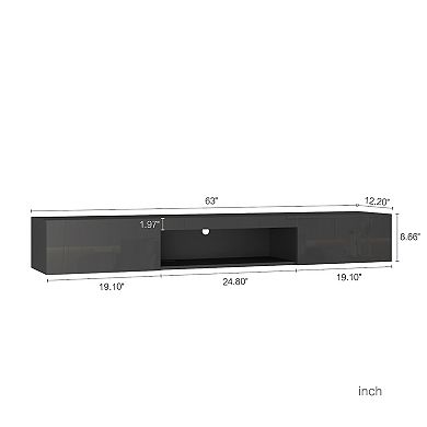 Wall Mounted Floating 65" Tv Stand With 16 Color Leds