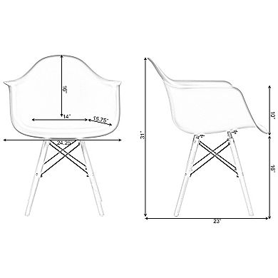 Mid-Century Modern Style Plastic DAW Shell Dining Armchair with Wooden Dowel Eiffel Legs