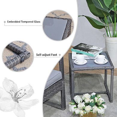 3 Pieces Outdoor Patio Furniture Set, Patio Rattan Chair Set, Modern Bistro Set With Coffee Table