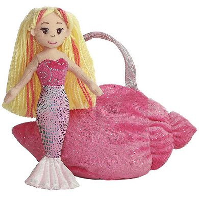Aurora Small Pink Sea Sparkles 9" Mermaid Conch Enchanting Stuffed Doll